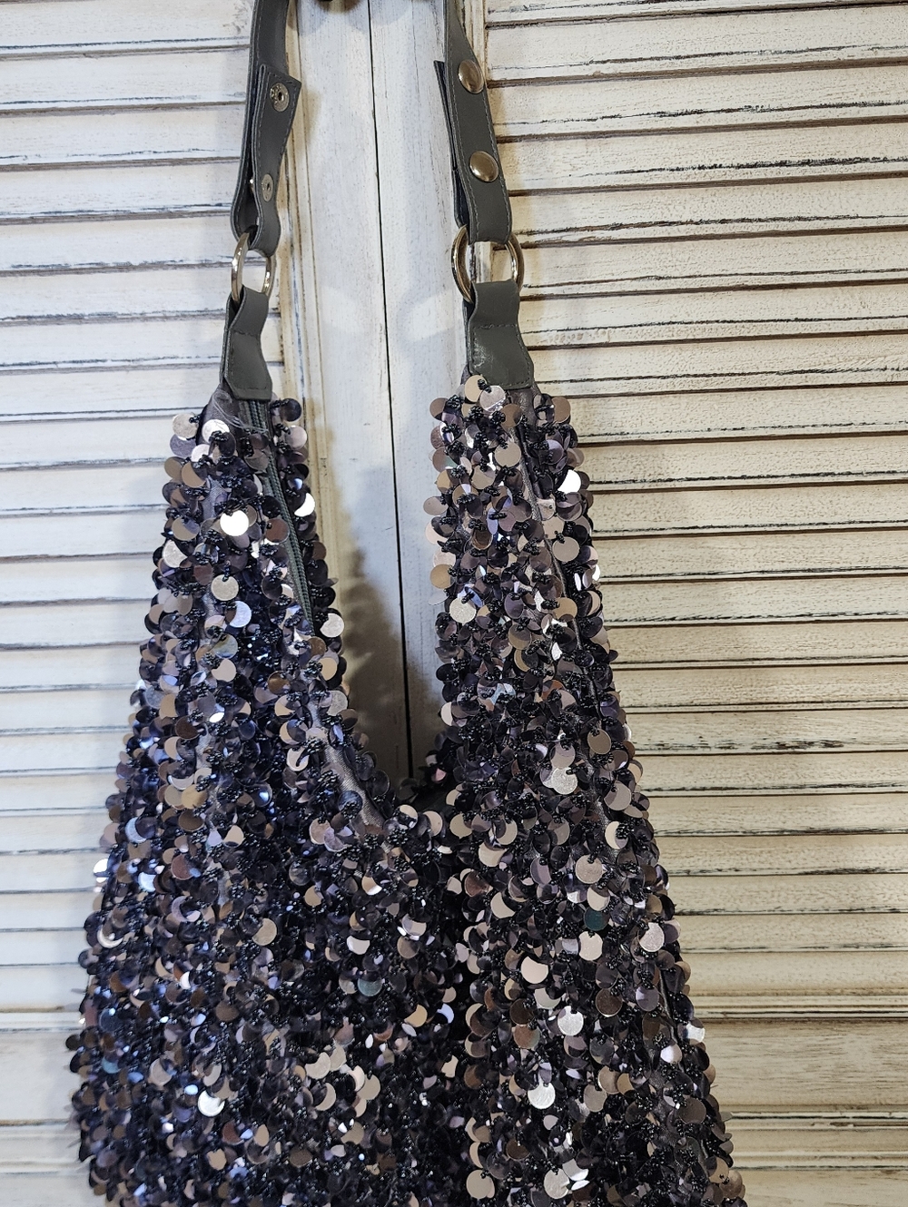 Sequin Shoulder Bag - Shimmering Gray